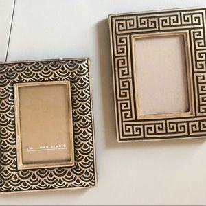 Pair of Vintage Style Art Deco Black and Gold Picture Frames